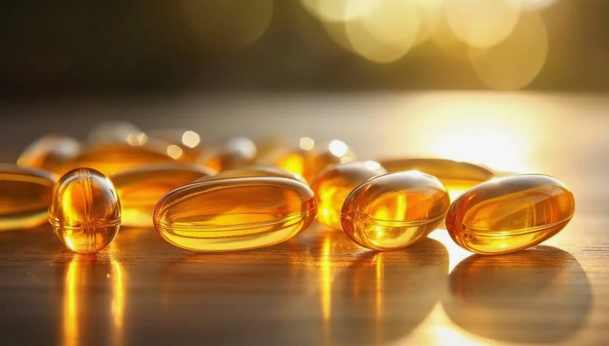 Daily B6 Complex — softgel capsules in warm sunlight